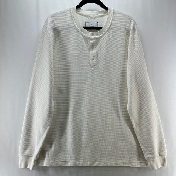 Reigning Champ Other - Reigning Champ Shirt Mens Sz L Lightweight Waffle Standard Henley Pullover White